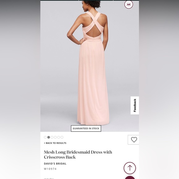 David’s Bridal Mesh Long Bridesmaid Dress with Criss Cross Back - Picture 2 of 8